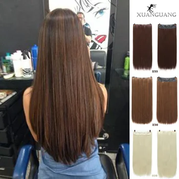 

24 inches Long Synthetic Hair Clip In Hair Extension Heat Resistant Hairpiece Natural Wavy Hair Piece and straight Hair Piece