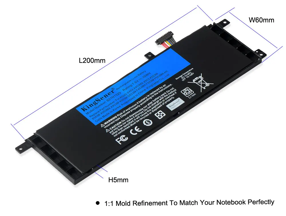 Kingsener Bateria para Notebooks B21n1329 para Asus D553m F453 F453ma F553m P553 P553ma X453 X453ma X553 X553m X553b X553ma X403m X503m Baterias p/ laptop - Imagem 4