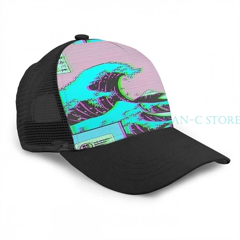 Большая волна от Vaporwave Kanagawa баскетбольная Кепка для мужчин и женщин мода по всему принту черная шляпа унисекс - Цвет: One Size