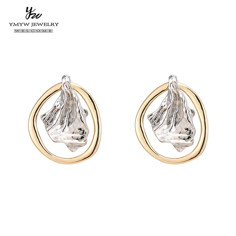 

YMYW New Popular Personalized Geometric Stud Earrings Zinc Alloy Metal Earrings for Women Party Aretes De Mujer Modernos 2019