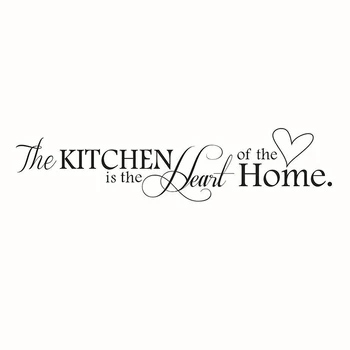 Novelty The Kitchen Is The Heart Of The Home DIY Removable Wall Quote Sticker for Kitchen Decor