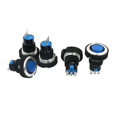 

22mm Panel Mount SPDT 3Pin Soldering Self-Locking Pushbutton Switch 5Pcs