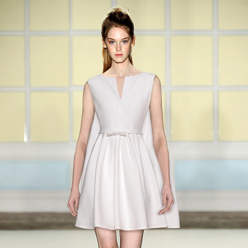 

2020 New Arrival Runway Designer Sleeveless Cloak Design Dress Women High Quality Office Ladies Work Business Wear Mini Dresses