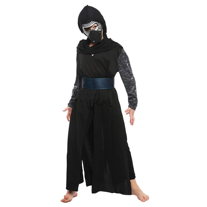Kylo Suits Костюмы для игр с героями мультфильма «Звездные войны» для мальчиков, детские костюмы с капюшоном Анакин, костюмы с плащом для девочек, серый костюм для косплея, рыцарская одежда штурмовика - Цвет: Kylo Suits