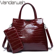 Роскошные кошельки и сумки из искусственной кожи аллигатора, женские сумки, 2 комплекта, Большая вместительная сумка на плечо, женские сумки-тоут+ кошелек