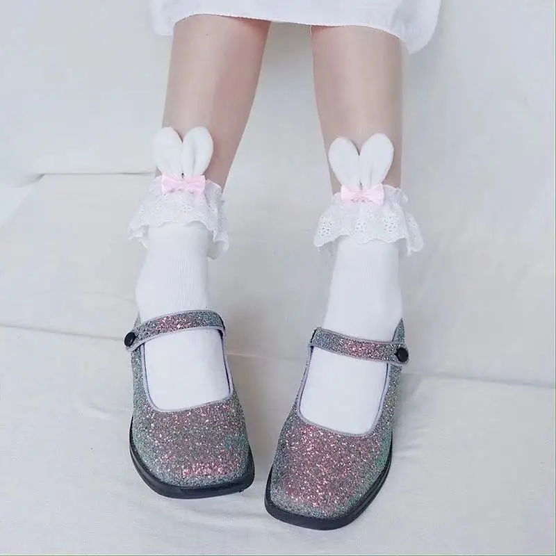 Cosplay&ware Pink Girls Kawaii Lolita Socks Cute Rabbit Ears Bowknot Japanese Gothic Lace Ruffles Stocking Cotton Cosplay -Zentai shop online H08229db19fd34772989a9b3ba5b4e140t.jpg