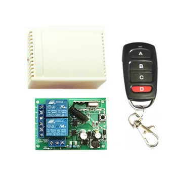 

433MHz AC 110V 220V Wireless 2CH Receiver Switch and RF Transmitter Remote Switch for Garage Doors, Luminaires, and RF Relay Rec