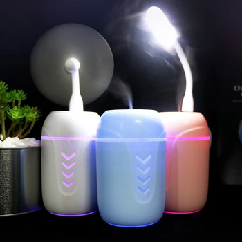 

3 In 1 USB Air Humidifier Ultrasonic Cool-Mist Adorable Mini Humidifier With LED Light Mini USB Fan Car Air Freshener