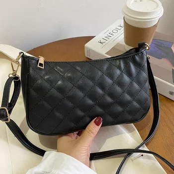 

Leather Soft Women Shoulder Bag Diamond Lattice Messenger Handbags Brand Designer Elegant Exquisite Solid Color Purse For Woman
