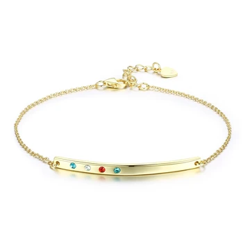 

LEKANI Crystals From Swarovski Chain Bracelet Bangles Fashion Korean Tiny Bar Hand Accessories Gold Plated S925 Silver For Women