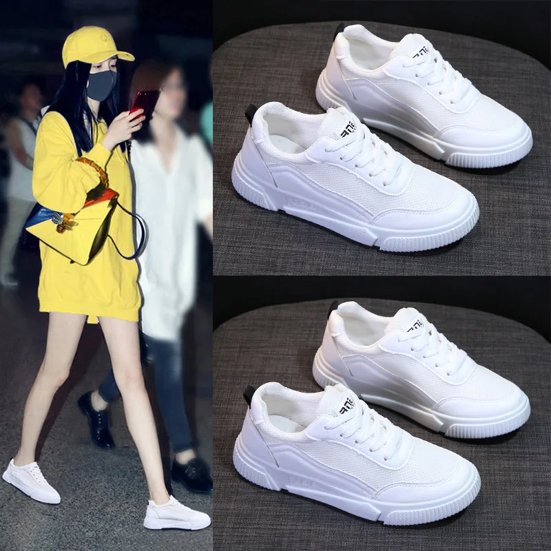 

White Shoes Women's 2019 Autumn New Style Korean-style Student Outer Wear Mesh Casual Shoes Women's Versatile Flat Heel Women Sh