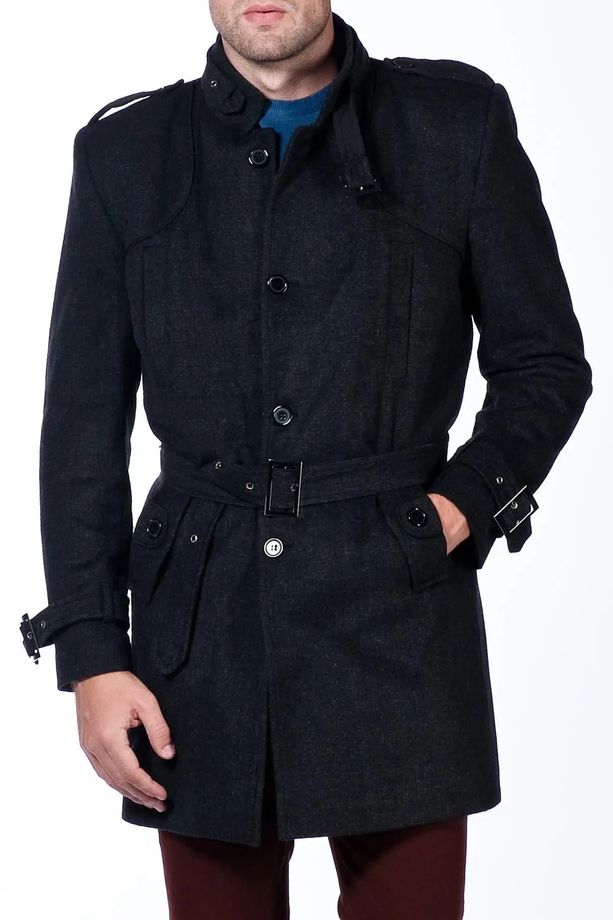 Dewberry мужские узорчатые антрациты Overcoat-10213Kpl3117