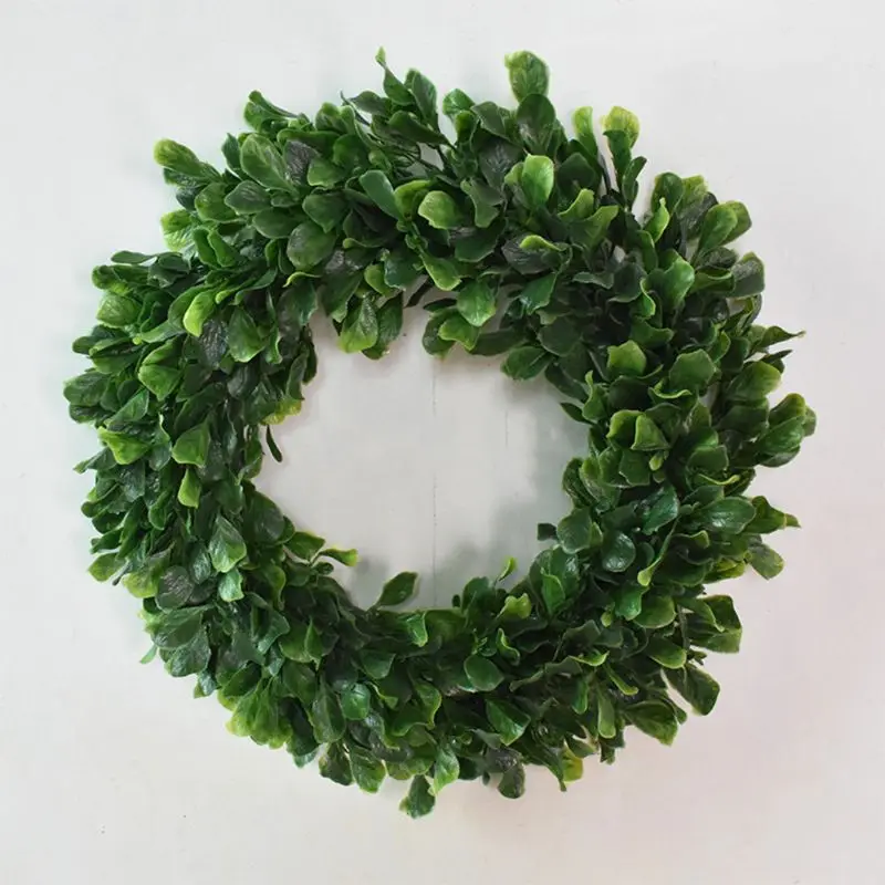 16.5" Artificial Green Leaves Wreath boxwood wreath for front door wedding decor