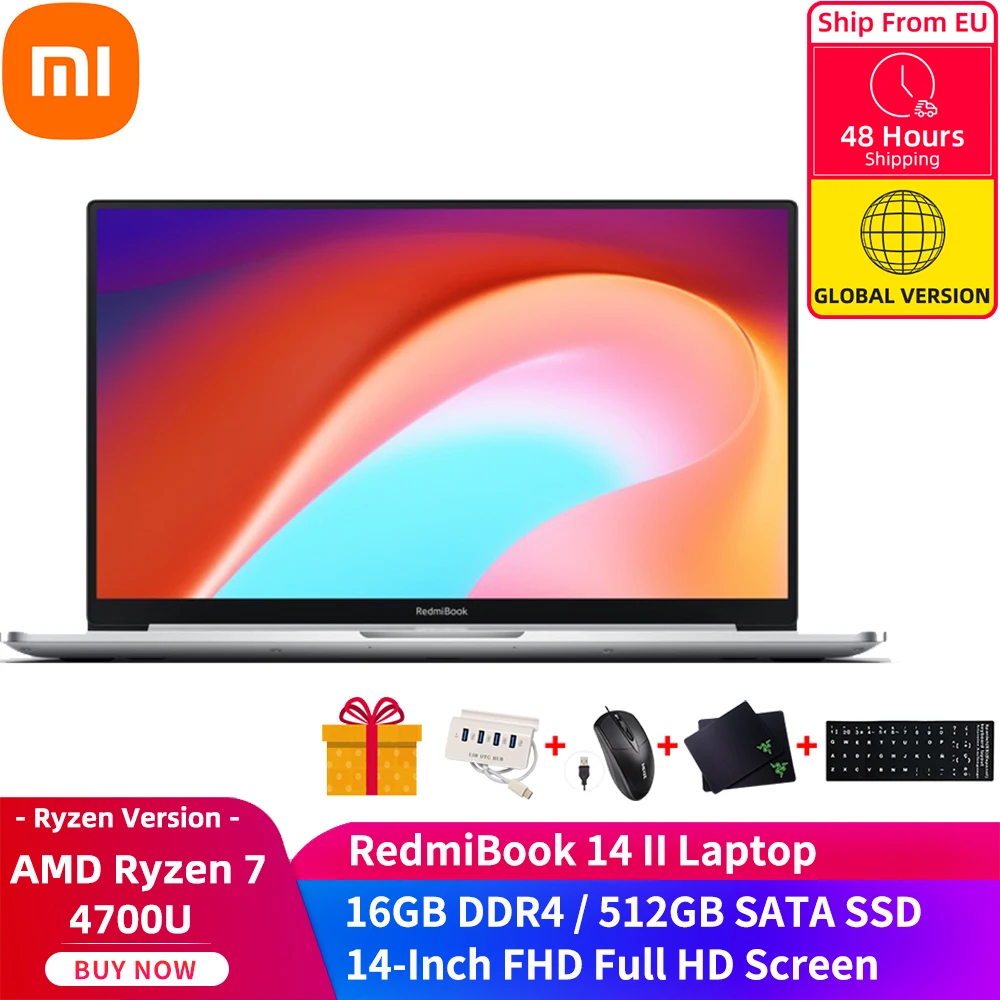 Ноутбук Xiaomi RedmiBook 14 II R7 AMD Ryzen Edition 7- 4700U 16 ГБ DDR4 512 SSD FHD полный экран ультратонкий