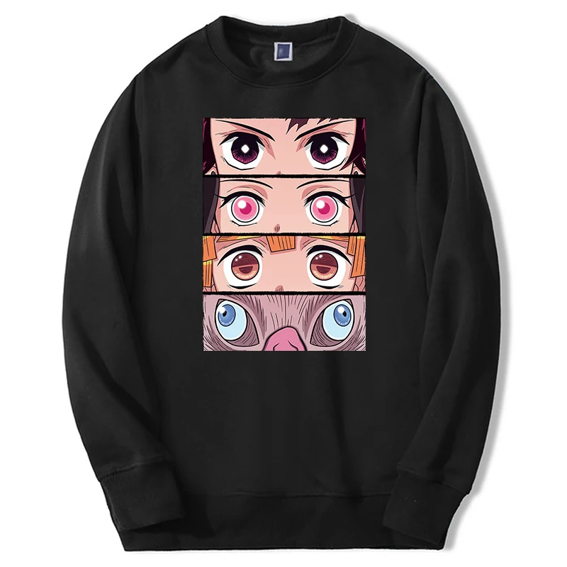 

Autumn Male Harajuku Demon Slayer Tanjirou Anime Sweatshirts Hoodies Casual Crew neck Zenitsu Nezuko Streetwear Men's Sweatshirt