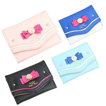 

Ladies Small Wallet Cute Coin Coin Purse PU Buckle Hand Grip Wallet Bow Short Mini Slim Card Wallet