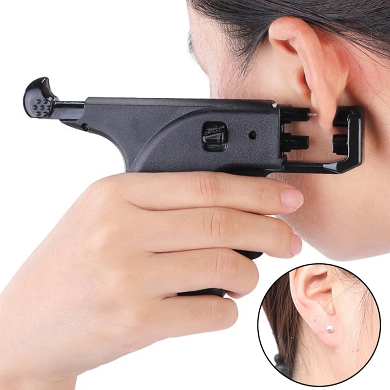 No Pain Professional Safety Ear Piercing  Tool Double Pistol Plug Stud Earrings Tool Ear Piercing Body Jewelry 1pc