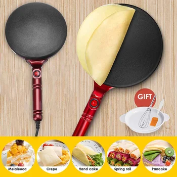 

Electric Crepe Pizza Maker Pancake Makers Non-stick Pancake Pan Cake Machine Crepe Maker With Batter Basin Cooking Tools 700W
