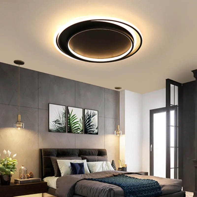 

White black creative ceiling chandelier modern LED round acrylic lighting living room dining room bedroom chandelier luminaria
