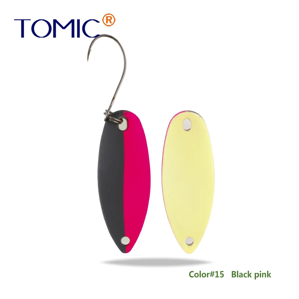 Black Pink Tomic 2 г 3,5 г 5,5 г латунные рыболовные лезвия 1 шт. набор сверхлегкий УФ цвет металлическая приманка микро литье форель бас ложка - Цвет: Black Pink