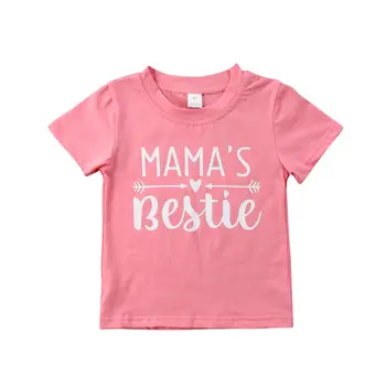 

Pudcoco Tshirt Baby Girls Short Sleeve Letter MAMA'S Bestie T-shirt Tees Kid Summer Tops