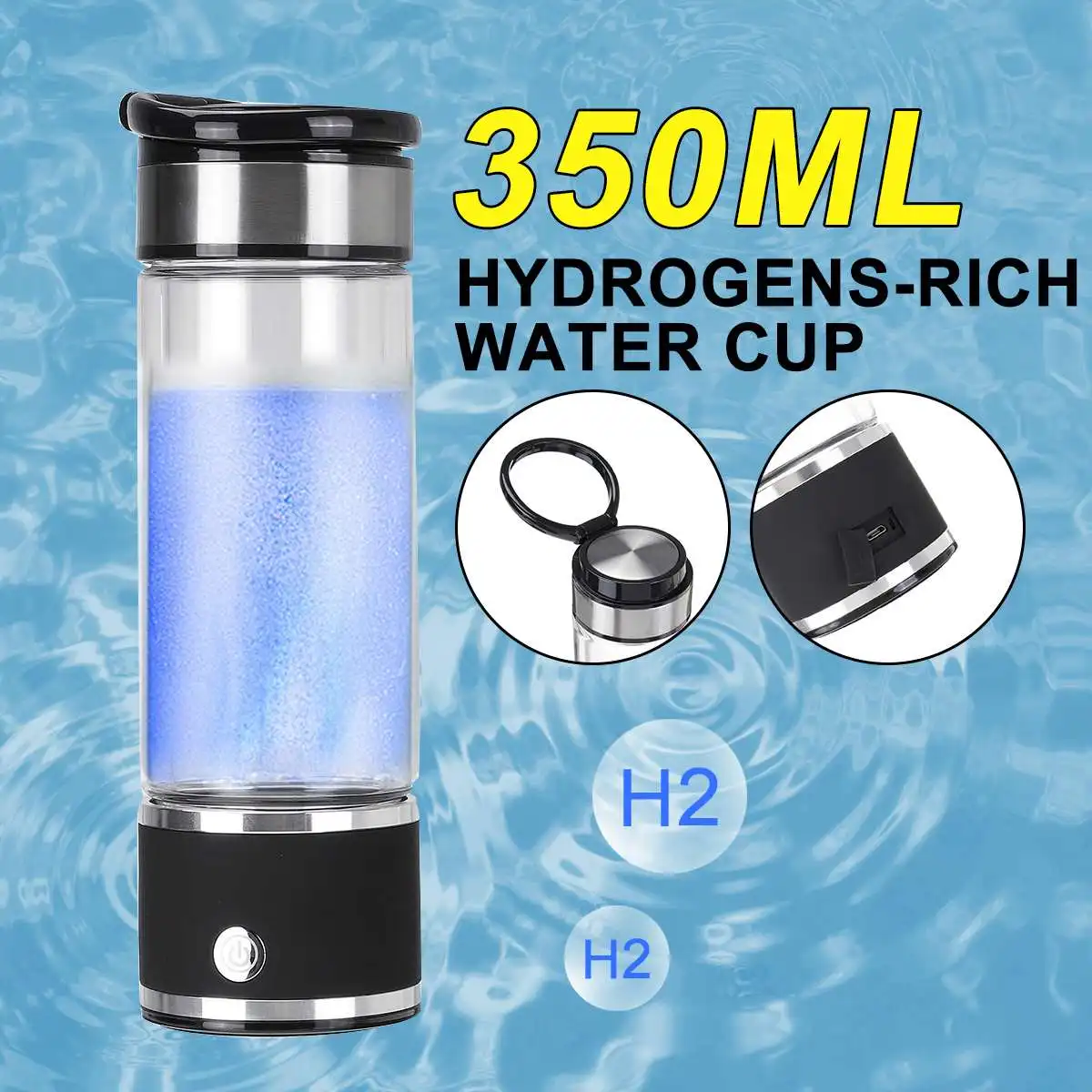 

Protable 350ML Rechargeable Portable Water Ionizer Bottle Super-Antioxidan-Hydrogen-Rich Generator Water Cup H2 Bottle