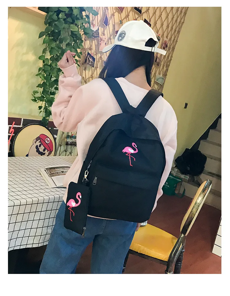 Брендовые женские рюкзаки, простой рюкзак с принтом фламинго для девочек-подростков, школьный рюкзак с принтом для ноутбука, холщовые сумки Mochila
