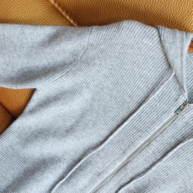 Кашемировый свитер зимний женский двухсторонний кашемировый кардиган на молнии с капюшоном