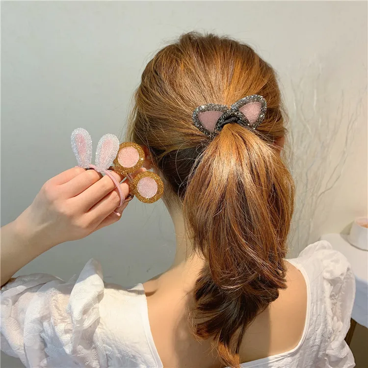 

Cute Elastic Hair Accessories for Women Cat Ear Rabbit Designer Kids Scrunchies Pack Baby Girls Clips Opaski Dla Dziewczynek