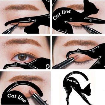 

2Pcs Cat Line Stencils Pro Eye Makeup Tool Eyeliner Stencils Template Shaper Model Eyebrows Eyeshadow