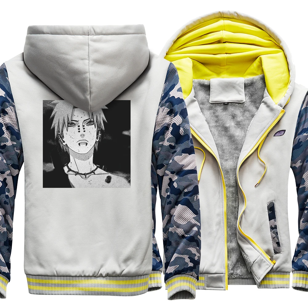

Japanese Anime Naruto Yahiko Print Jackets Man Winter New Hoody Mens Cartoon Image Printing Jacket Camouflage Warm Male Hoodie