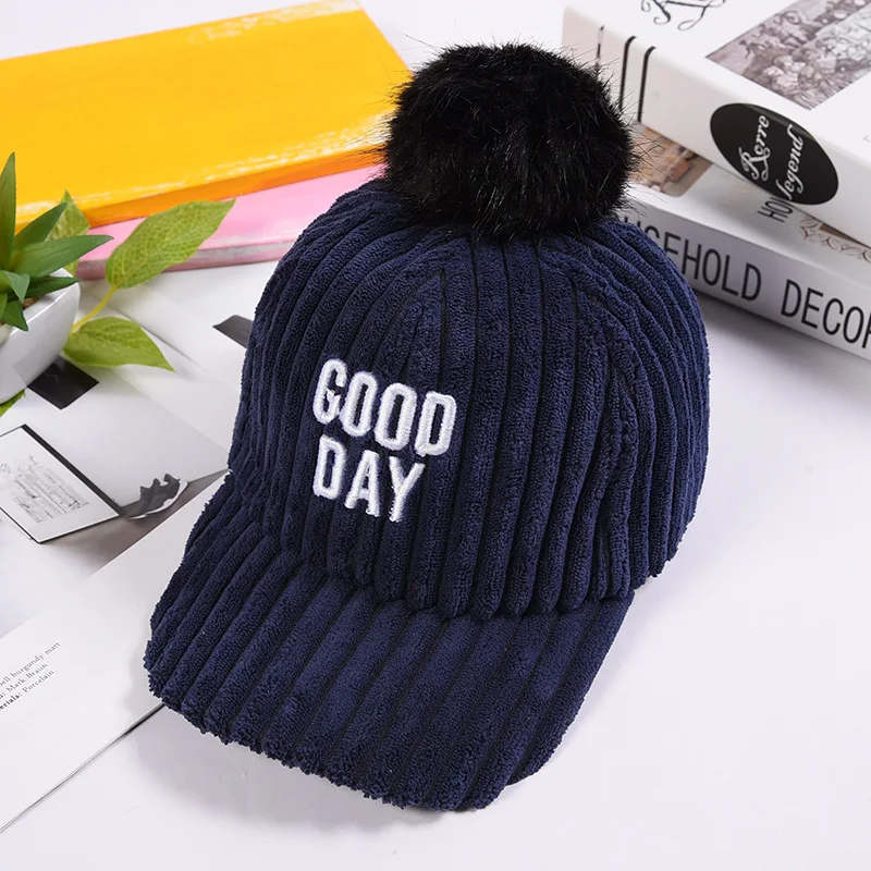 2 Maylisacc 6 Color Autumn Winter Peaked Hat Flat Hat Children's Hats for Boys and Girls Warm Shading Baseball Cap Corduroy Hat - Цвет: 2