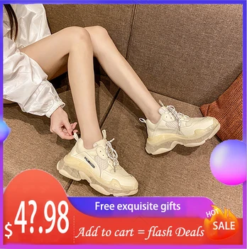 

Natascha Women Vulcanized Shoes Spring Colour Mixture Flat Outdoors Casual Platform Shoes Lace-up Fashion Women Sneakers PU