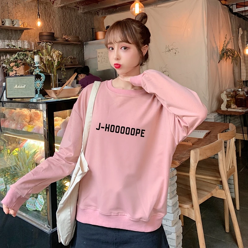  J-HOOOOOPE J-HOPE tumblr Hoodies Women Autumn Spring Casual Letters Printed Sweatshirt Cotton K-pop