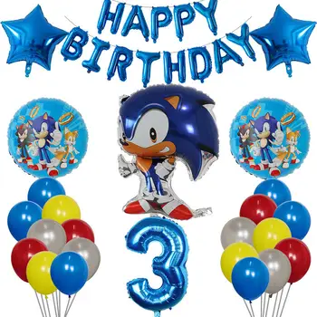 

37pcs/set Sonic The Hedgehog Theme Foil Balloons Set 30inch Numbers Latex Air Globos Kids Happy Birthday Party Decors Supplies