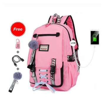 

Large school bags for teenage girls with lock anti theft backpack women kids book bag big high school bag youth leisure college