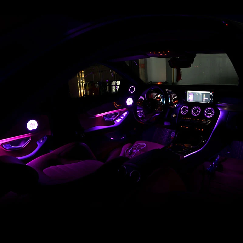 Автомобильная внешняя линейка для Benz W205 Mercedes C class 64 цвета авто интерьерная светящаяся полоса отделка атмосферная лампа освещение
