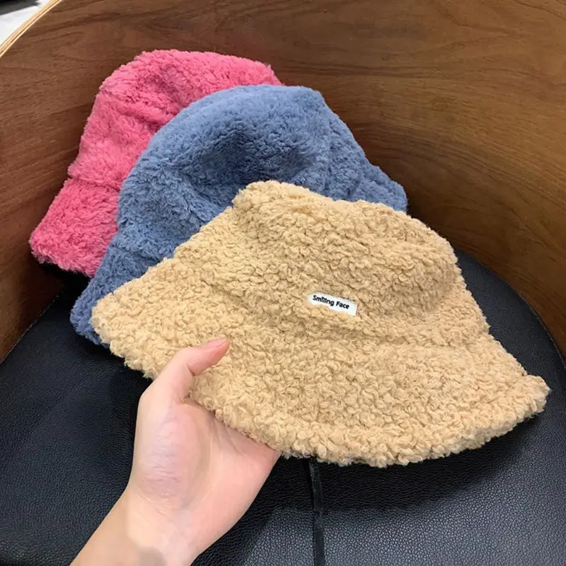 Зимняя шапка-ведро унисекс из искусственной шерсти, одноцветная шапка в рыбацком стиле с вышитыми буквами