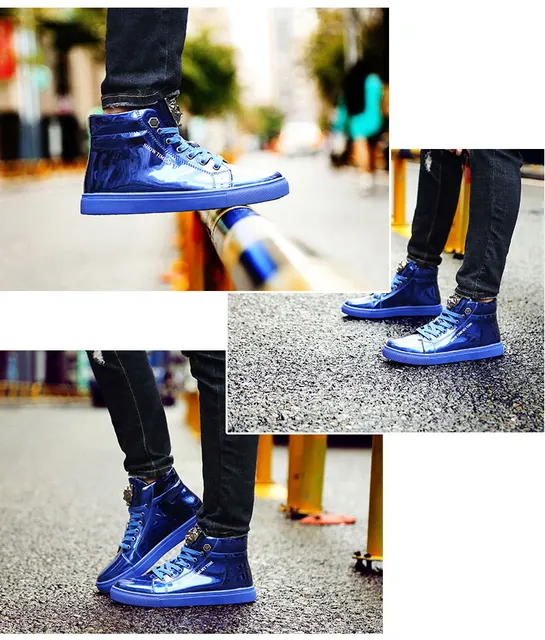 Spring New Stylish High Top Men Sneakers Silver Luxury Designer