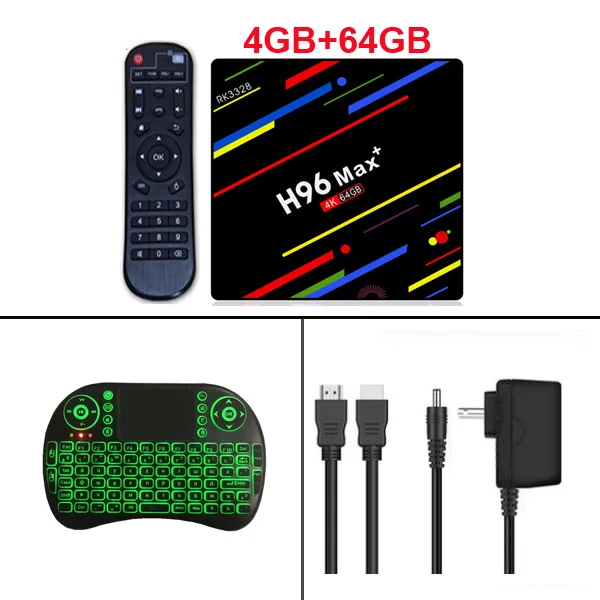 4G 64G keyboard Android 9,0 ТВ приставка H96 Max Plus Rockchip RK3328 4 ГБ 32 ГБ 64 Гб 4K 2,4G 5G Wifi BT4.0 Google Play Netflix Youtube медиаплеер - Цвет: 4G 64G keyboard