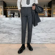 19 осень-зима новая текстура, Подчеркивающая фигуру Бизнес тонкий Повседневное джентльмен тенденции Для мужчин красивые удобные, однотонного цвета; брюки