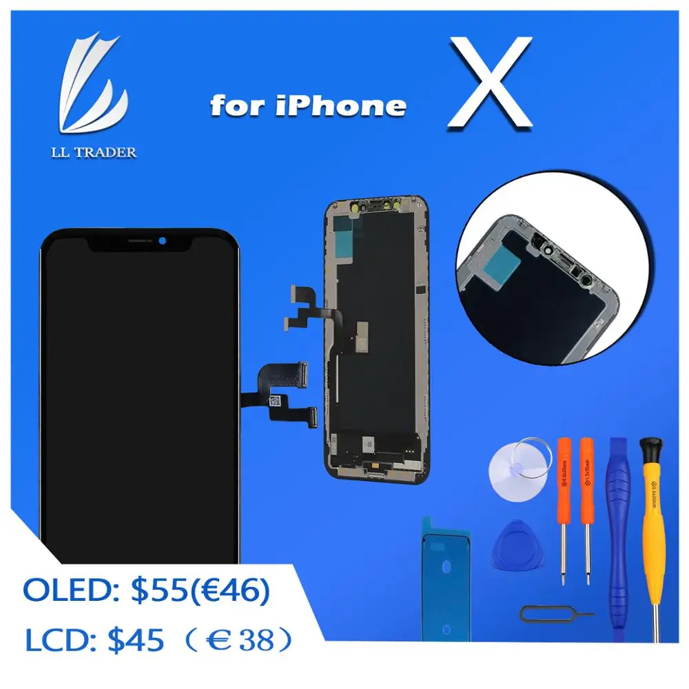 

Assembly OLED Display for iPhone X Touch Digitizer Screen Replacement 3D Touch Black + Free Tools Waterproof Adhesive