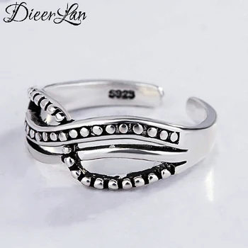 

DIEERLAN Personality 925 Sterling Silver Hollow Beads Rings For Women Wedding Jewelry Adjustable Antique Finger Ring Anillos
