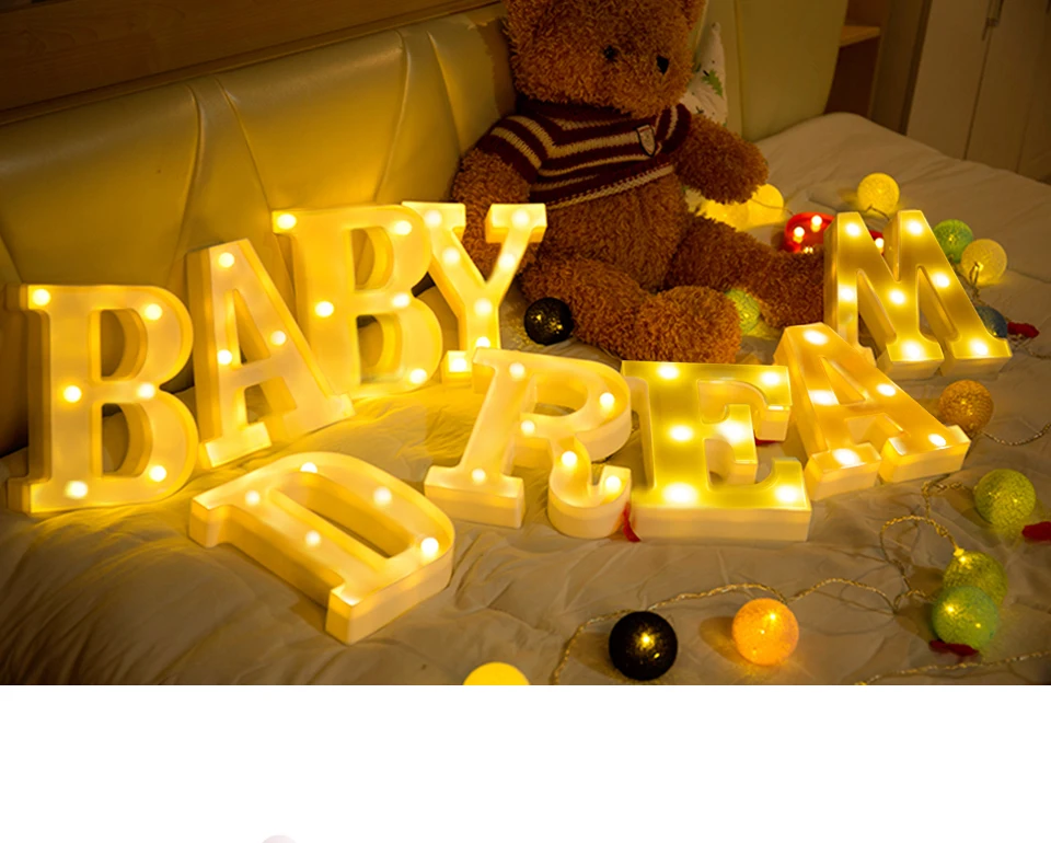 EeeToo Alphabet LED Letter Light Christmas Wedding Marquee Sign Letters Lights Decoration DIY Night Light Home Club LED Lamp decorative night lights