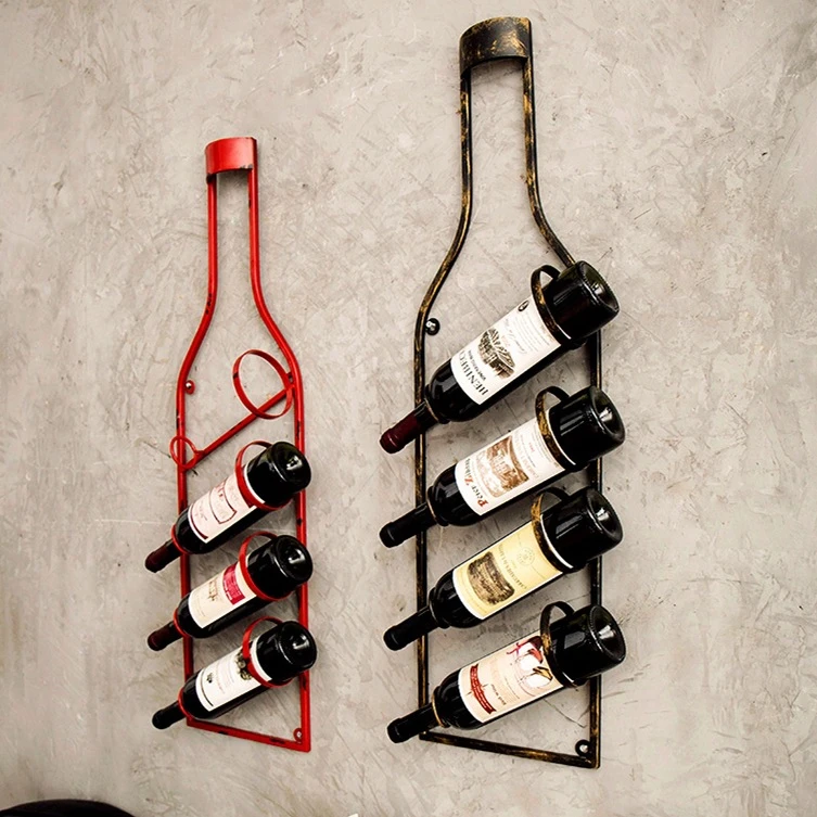 Repisa de hierro para colgar botellas de marco de pared decorativo de metal, accesorios para bar, barras para el hogar, champán, ideas - AliExpress