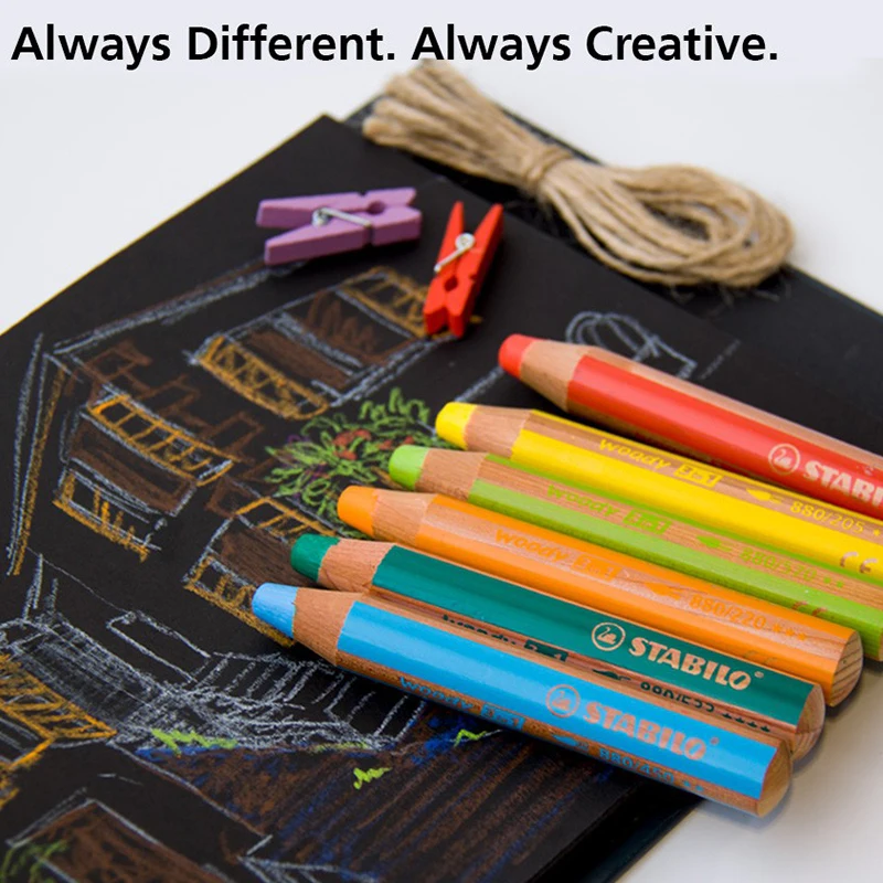 Multi-talented Pencil - STABILO woody 3-in-1 - Wallet of 18 - Assorted  Colors + Sharpener