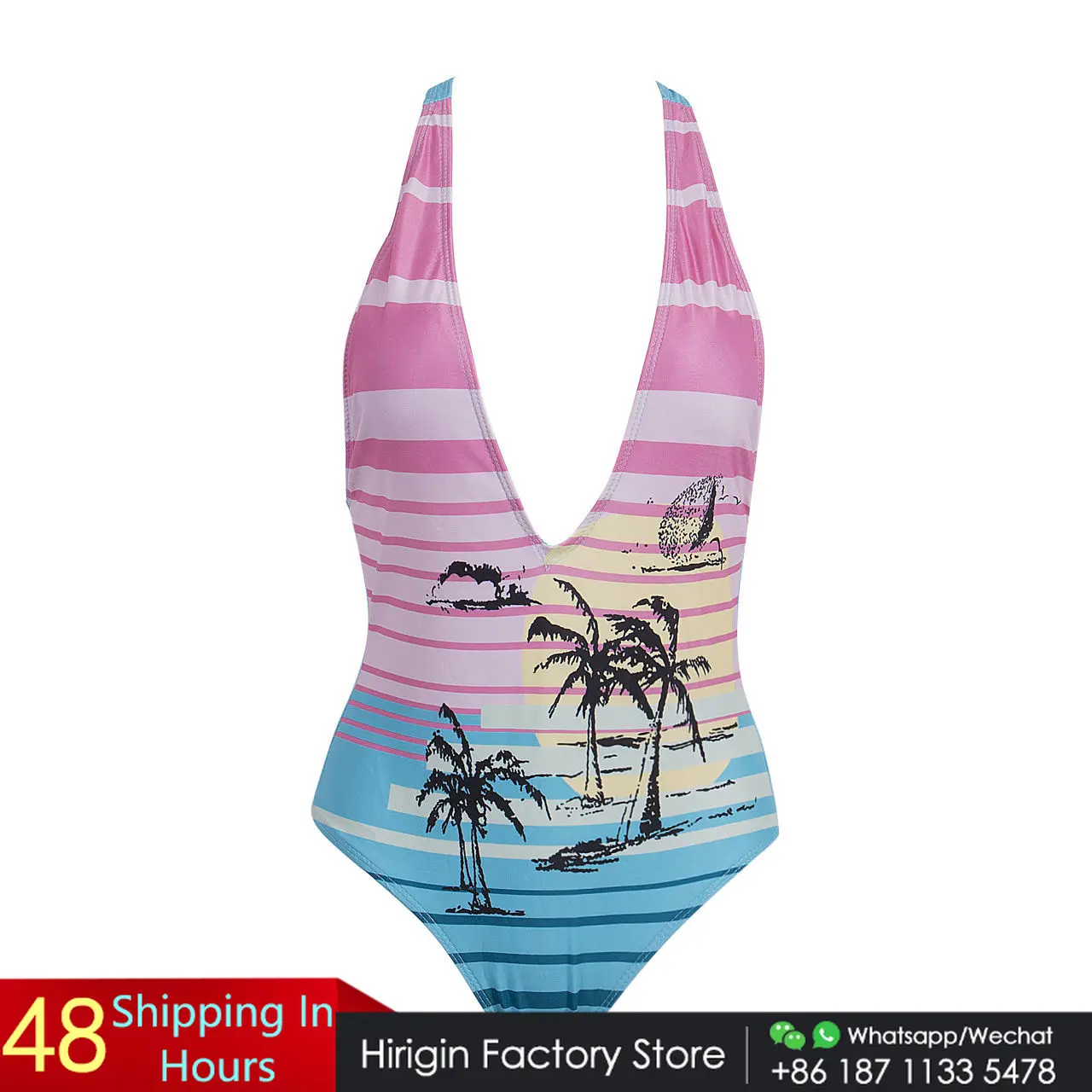ハワイprintde女性スプリットワンピース水着タンキニ水着かわいいvネックビーチウェア夏水着 One Piece Suit Suit Suitsuit Girl Aliexpress