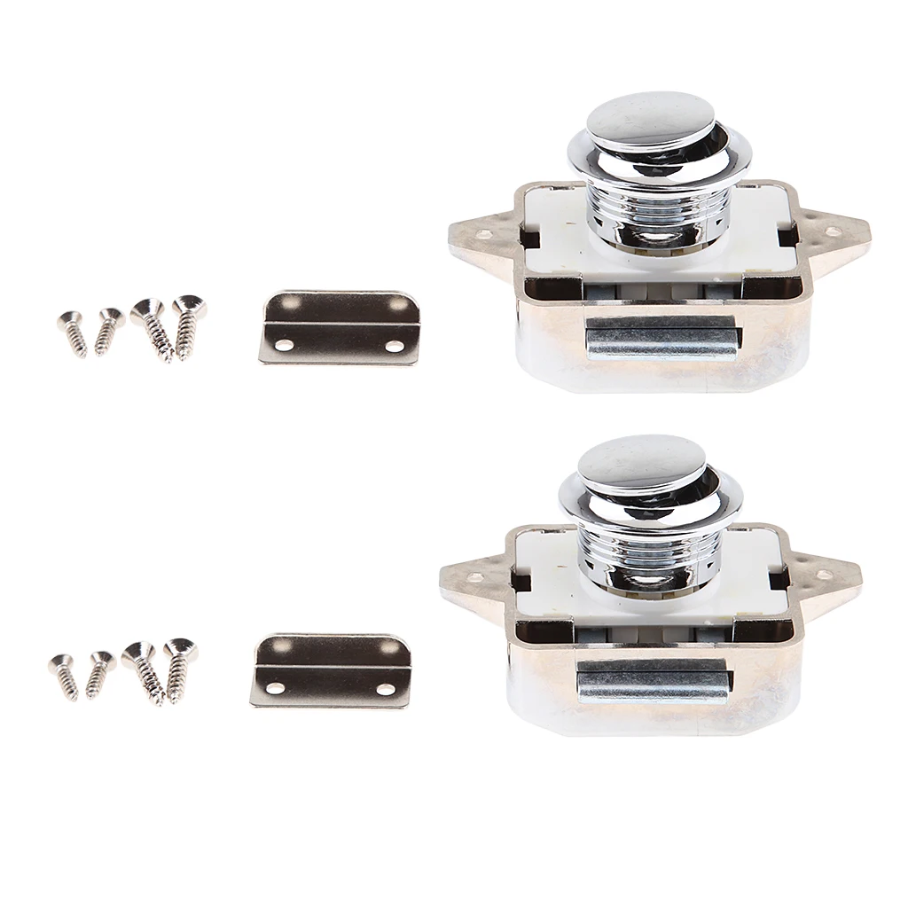 2x Push Button Latch Lock Keyless For Marine Caravan Cabinet