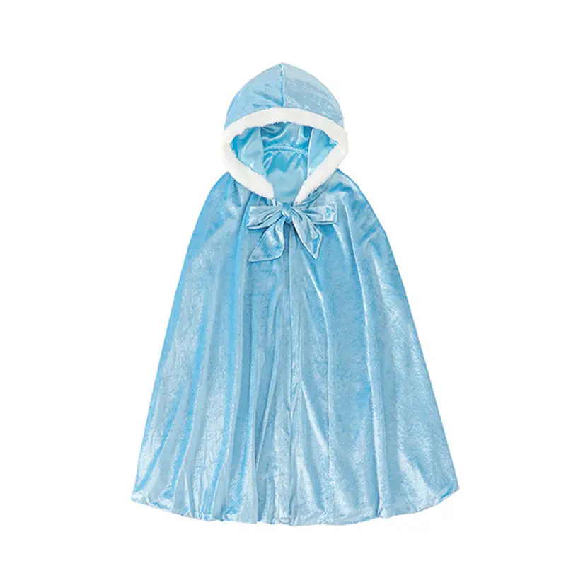 Осенне-зимний бархатный плащ для девочек; накидка Эльзы и Анны; пальто для малышей на Рождество и Хэллоуин; костюмы принцессы для девочек - Цвет: Blue