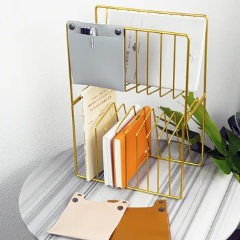

Ins Nordic Wrought Iron Desktop Bookshelf Simple Multi-layer Rack Home Multi-function Storage Rack Table Magazine Rack Shelf